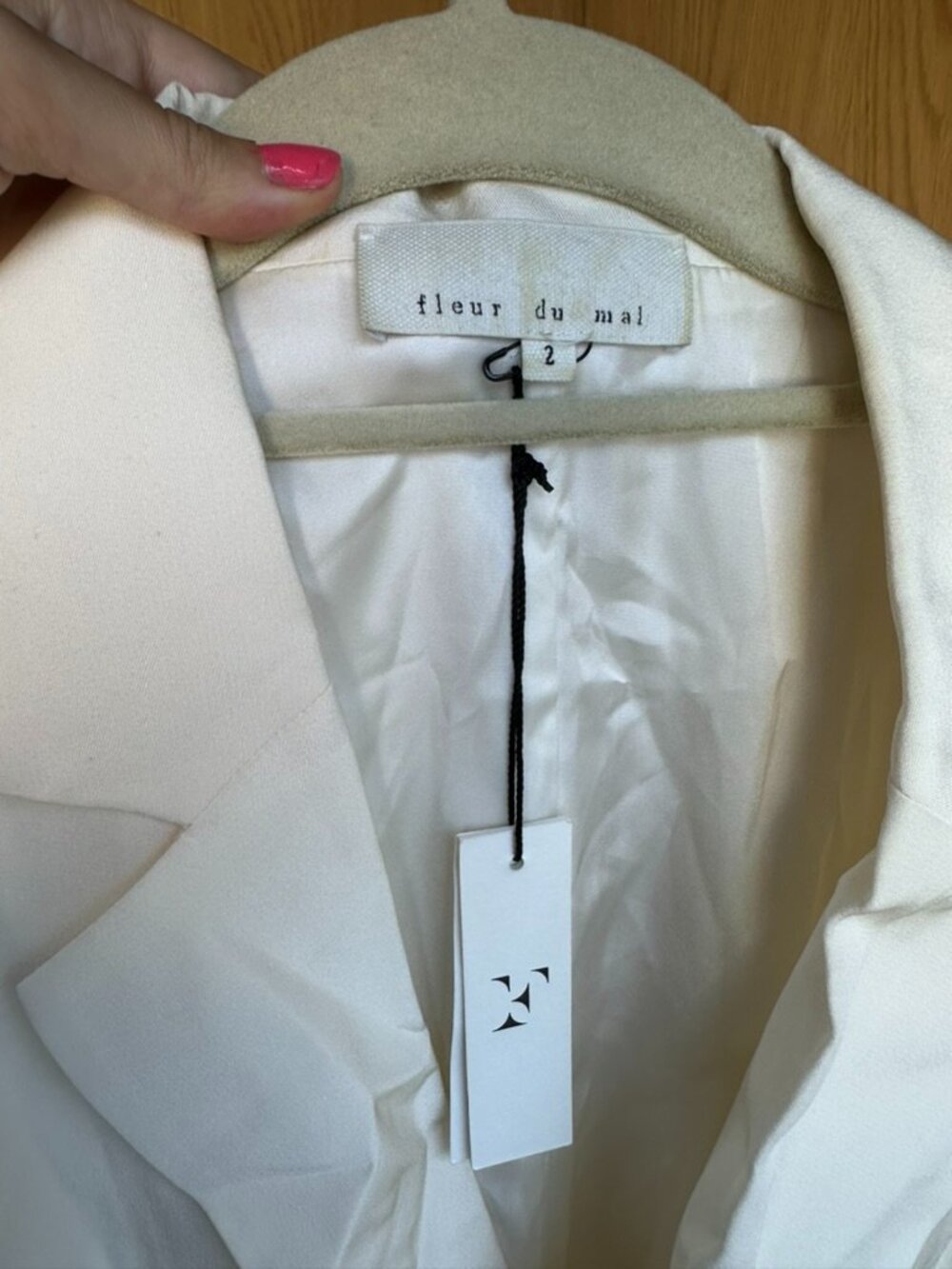 Fleur du Mal Ivory Belted Blazer Dress Size 2 NWT - Picture 3 of 5